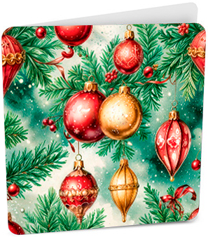 Мини-открытка Елочные игрушки, 7*7см Мини-открытка Елочные игрушки, 7*7см