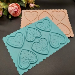 Форма для шоколада Сердца Картинки плоские 6,2*6см 6в1, силикон Форма для шоколада Сердца Картинки плоские 6,2*6см 6в1, силикон