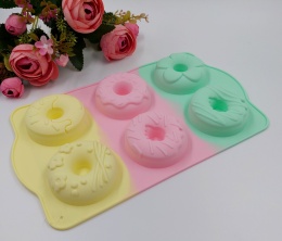 Форма для выпечки Пончик глазированый 6в1 d-6,8см h-2см, силикон Форма для выпечки Пончик глазированый 6в1 d-6,8см h-2см, силикон