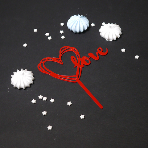 Топпер на шпажке Love красный 8*12 см Топпер на шпажке Love красный 8*12 см