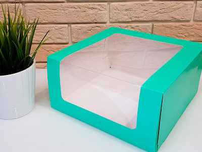 Коробка для муссового торта 23,5*23,5*11,5, салатовая Коробка для муссового торта 23,5*23,5*11,5, салатовая