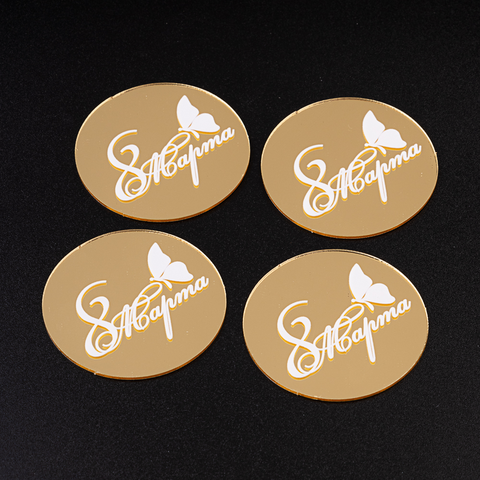 Набор топперов без шпажки 8 Марта, бабочка, золото, 5см, 4шт Набор топперов без шпажки 8 Марта, бабочка, золото, 5см, 4шт