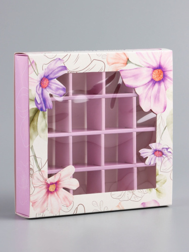 Коробка для 16 конфет Самой нежной, 17.7×17.7×3.8 см фото 2