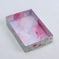 Коробка для макарун с PVC крышкой, «Весенний подарок», 17 х 12 х 3.5 см