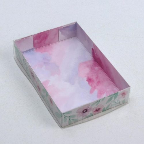 Коробка для макарун с PVC крышкой, «Весенний подарок», 17 х 12 х 3.5 см