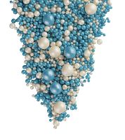 Посыпка воздушный рис в глазури Жемчуг Серебро, Голубой микс, 50гр