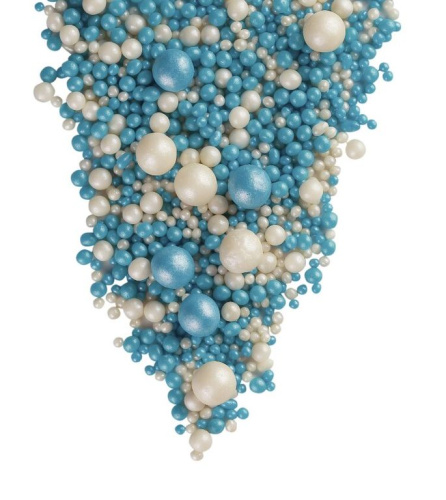 Посыпка воздушный рис в глазури Жемчуг Серебро, Голубой микс, 50гр Посыпка воздушный рис в глазури Жемчуг Серебро, Голубой микс, 50гр