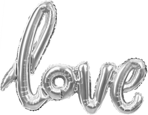 Воздушный шар фольгированный Фигура, Надпись "Love", Серебро, 104см