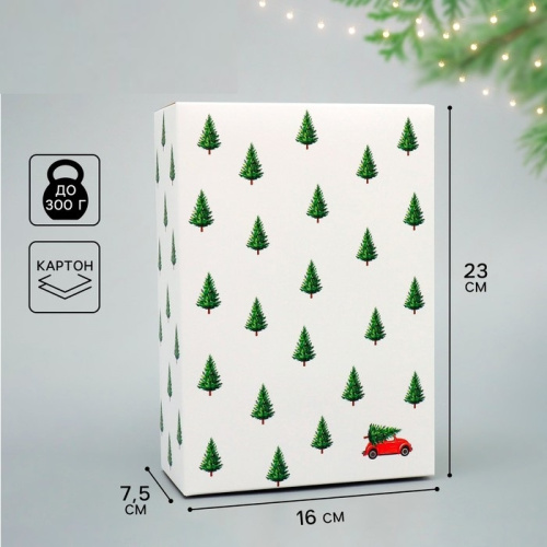 Коробка подарочная новогодняя Машинка, 16×23×7.5 см