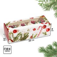 Коробка для 4 кексов Новогодняя классика, 26×10×8 см