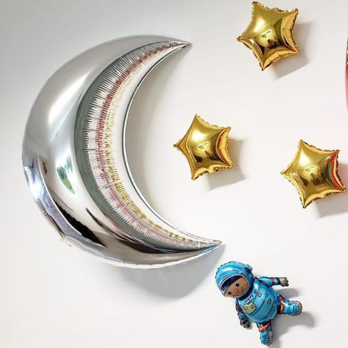 Воздушный шар фольгированный Фигура Полумесяц, серебро фото 2
