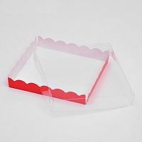 Коробка для печенья с PVC крышкой, красная, 18 х 18 х 3 см