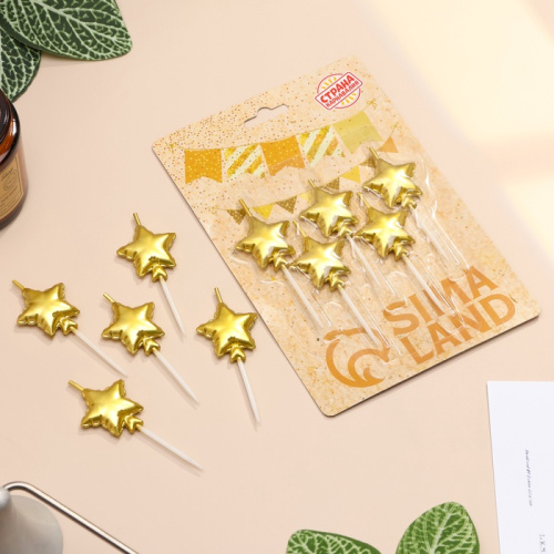 Свечи для торта. 5 шт "Воздушный шарик. Звезда", золотые фото 3 Свечи для торта. 5 шт "Воздушный шарик. Звезда", золотые фото 3