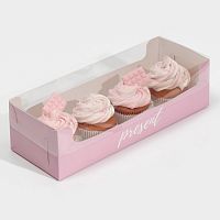 Коробка для кекса с PVC крышкой, Present, 30 х 8 х 11 см