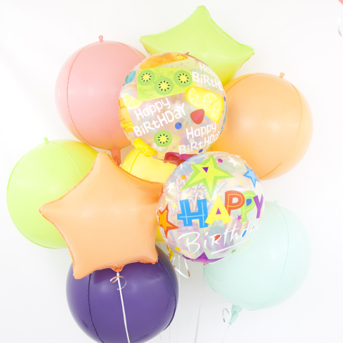 Воздушный шар фольгированный 3D, Сфера, оранжевый, макарунс, 1шт фото 2