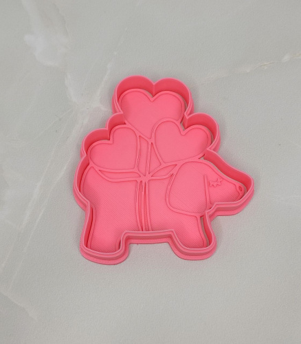 Вырубка с оттиском Собачка с шариками-сердцами, 9,5см