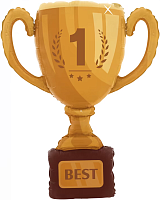 Воздушный шар фольгированный Фигура Кубок Чемпиона №1, золото