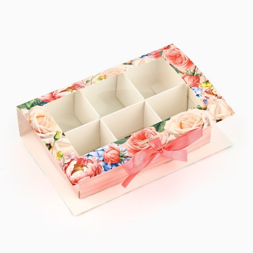 Коробка под 6 конфет с ячейками «Подарок» 14.8 х 9.5 х 3.5 см фото 3