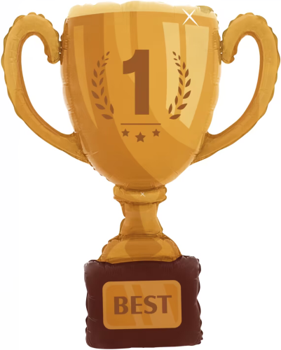 Воздушный шар фольгированный Фигура Кубок Чемпиона №1, золото