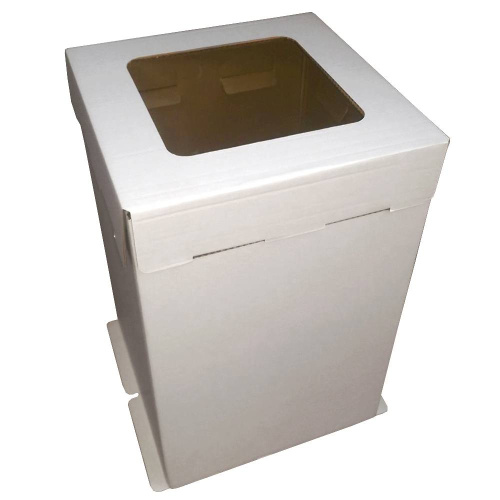 Коробка для торта 30х30х45, с окном, белая