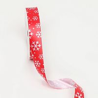 Лента для декора и подарков, красная «Снежинки», 2 см × 45м