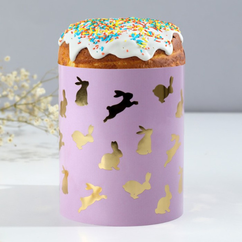 Ободок для кулича с тиснением Кролики» на пасху, 32.2×9 см