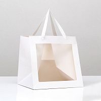 Пакет подарочный КУБ с окном 30*30*30см, белый