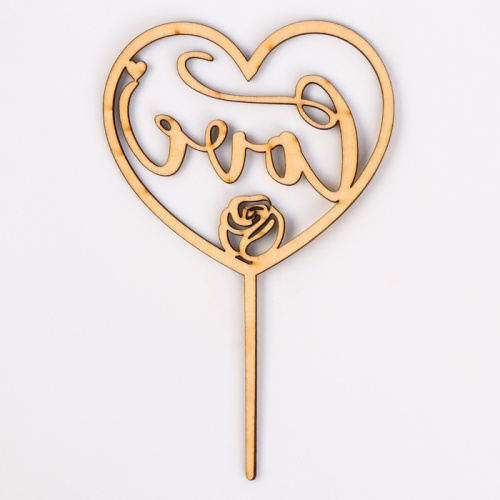 Топпер деревянный Сердце с блестками, золото фото 2