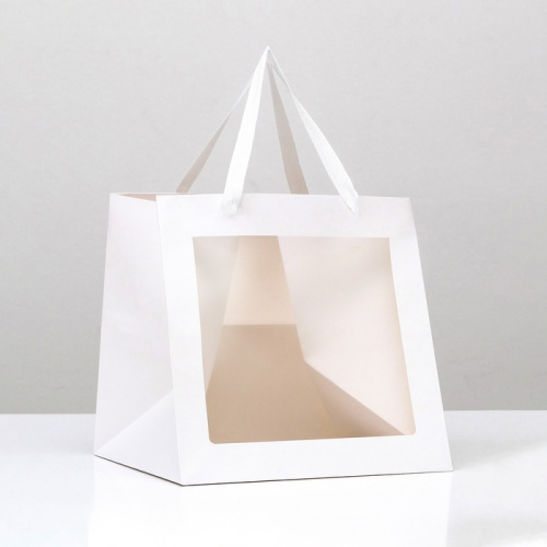 Пакет подарочный КУБ с окном 30*30*30см, белый