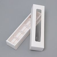 Коробка для 5 конфет с окном, с разделителями, белый 21×5.5×3.3 см