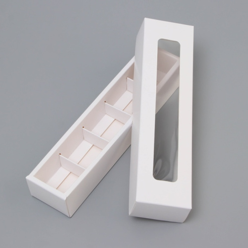 Коробка для 5 конфет с окном, с разделителями, белый 21×5.5×3.3 см