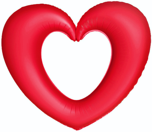 Воздушный шар фольгированный Сердце Контур, красный, сатин