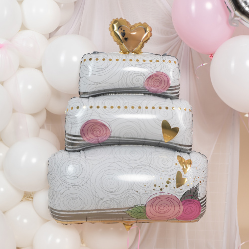 Воздушный шар фольгированный Фигура Свадебный торт, 1шт фото 2