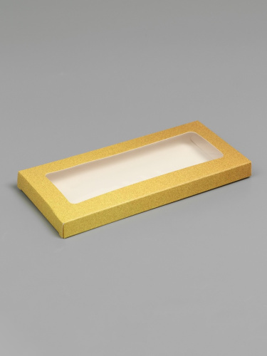 Коробка под плитку шоколада, с окном, золотая, 17×8×1.4 см