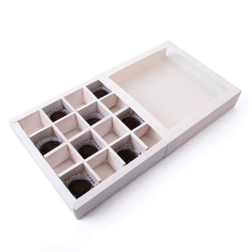 Коробка для 16 конфет, белая 17.7×17.7×3.8 см — купить в нашем магазине для кондитеров в Москве фото 2