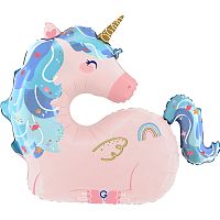 Воздушный шар фольгированный Фигура, Морской единорог, Розовый, 76см