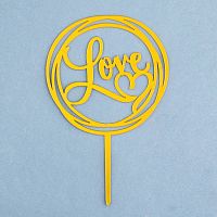 Топпер LOVE круг с сердцем, золото