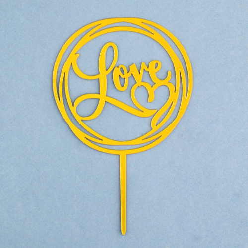 Топпер LOVE круг с сердцем, золото