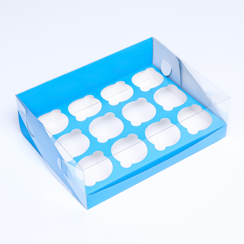 Коробка для 12 капкейков 31×23.5×10 , Голубая фото 2