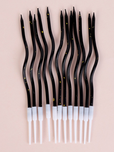 Свечи для торта "Серпантин", 12 шт, черный с блёстками фото 2 Свечи для торта "Серпантин", 12 шт, черный с блёстками фото 2