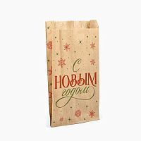 Пакет бумажный крафт С Новым Годом, 20*11*4см