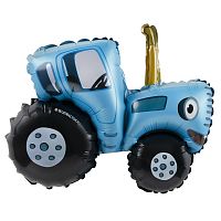 Воздушный шар фольгированный Мини-Фигура Синий трактор, 1шт