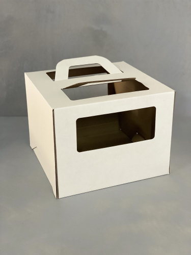 Коробка для торта 30x30x20 cм с ручкой и окном