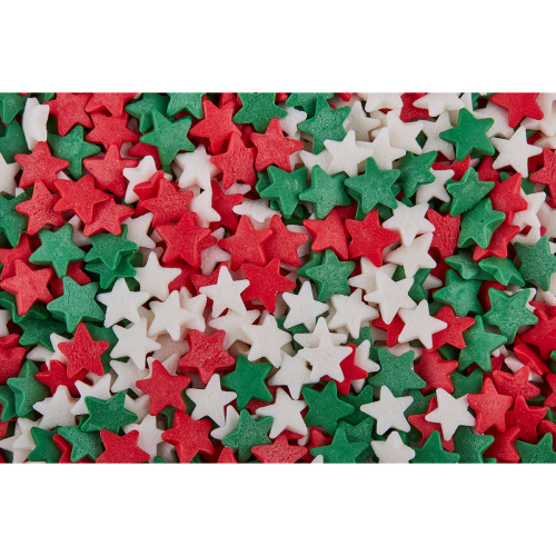 Посыпка Звезды красные, зеленые, белые, 50гр Посыпка Звезды красные, зеленые, белые, 50гр