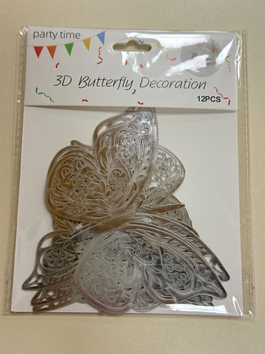 Топпер боковой Бабочки ажурные в асс., пластик 12шт (Китай) фото 2