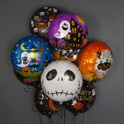 Воздушный шар фольгированный Круг Страшная тыква на Хэллоуин, оранжевый фото 2 Воздушный шар фольгированный Круг Страшная тыква на Хэллоуин, оранжевый фото 2