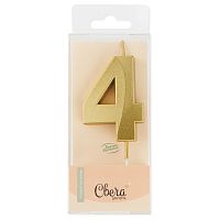 Свеча для торта Грани, цифра 4, золото, 6,5см