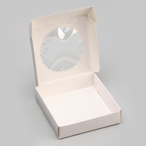 Коробка белая, с окном, 11,5 х 11,5 х 3 см фото 2