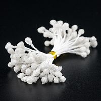 Тычинки на нитке Белые морозные крупные, 50шт