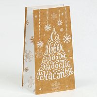 Пакет без ручек С Новым Годом! Радости и счастья!, 10*19,5*7см